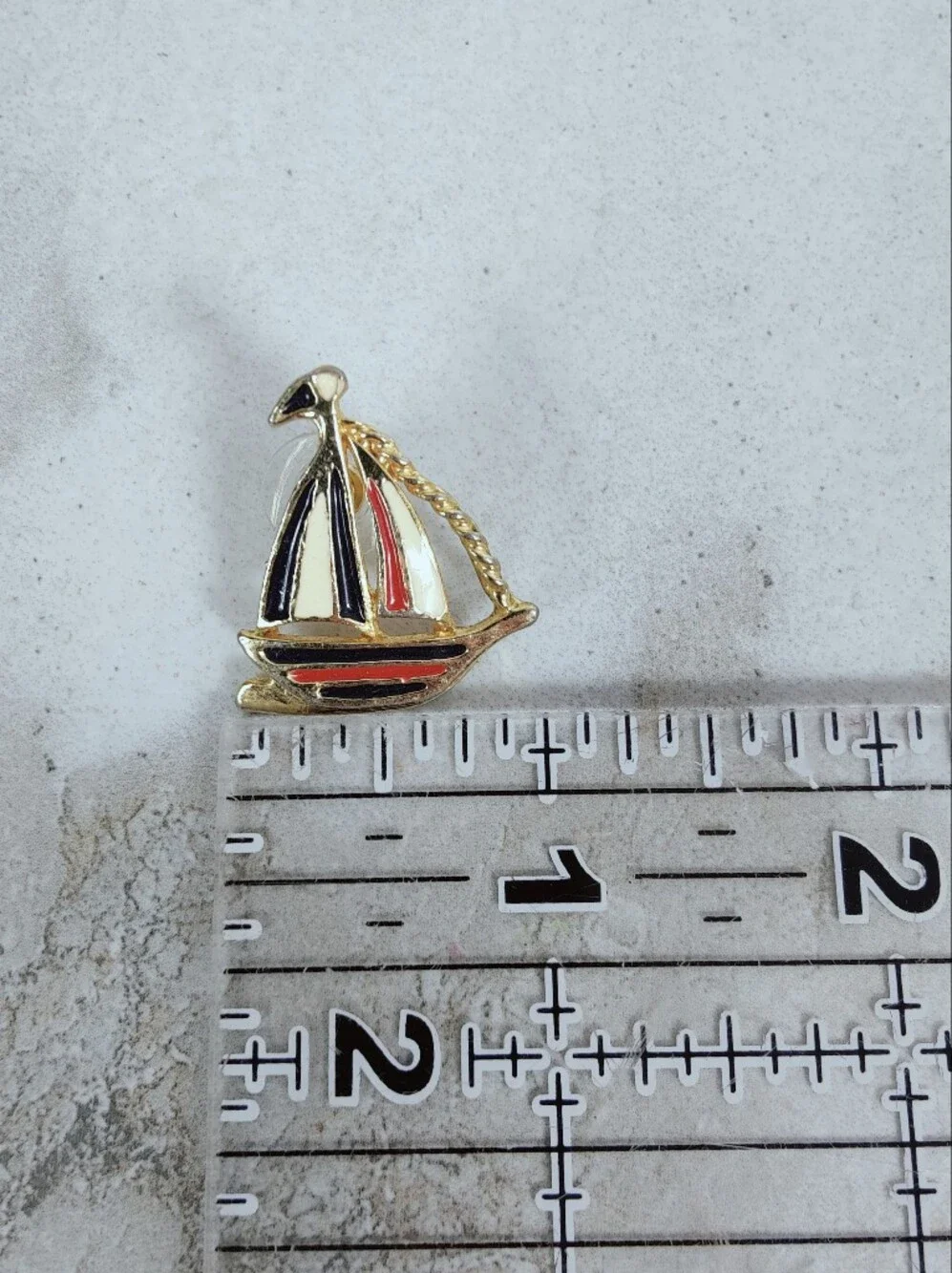 VTG Gold-Tone Enamel Sailboat Yacht 1